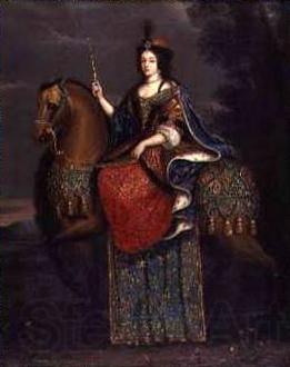 unknow artist Portrait of Queen Marie Casimire in coronation robes on horseback. Germany oil painting art